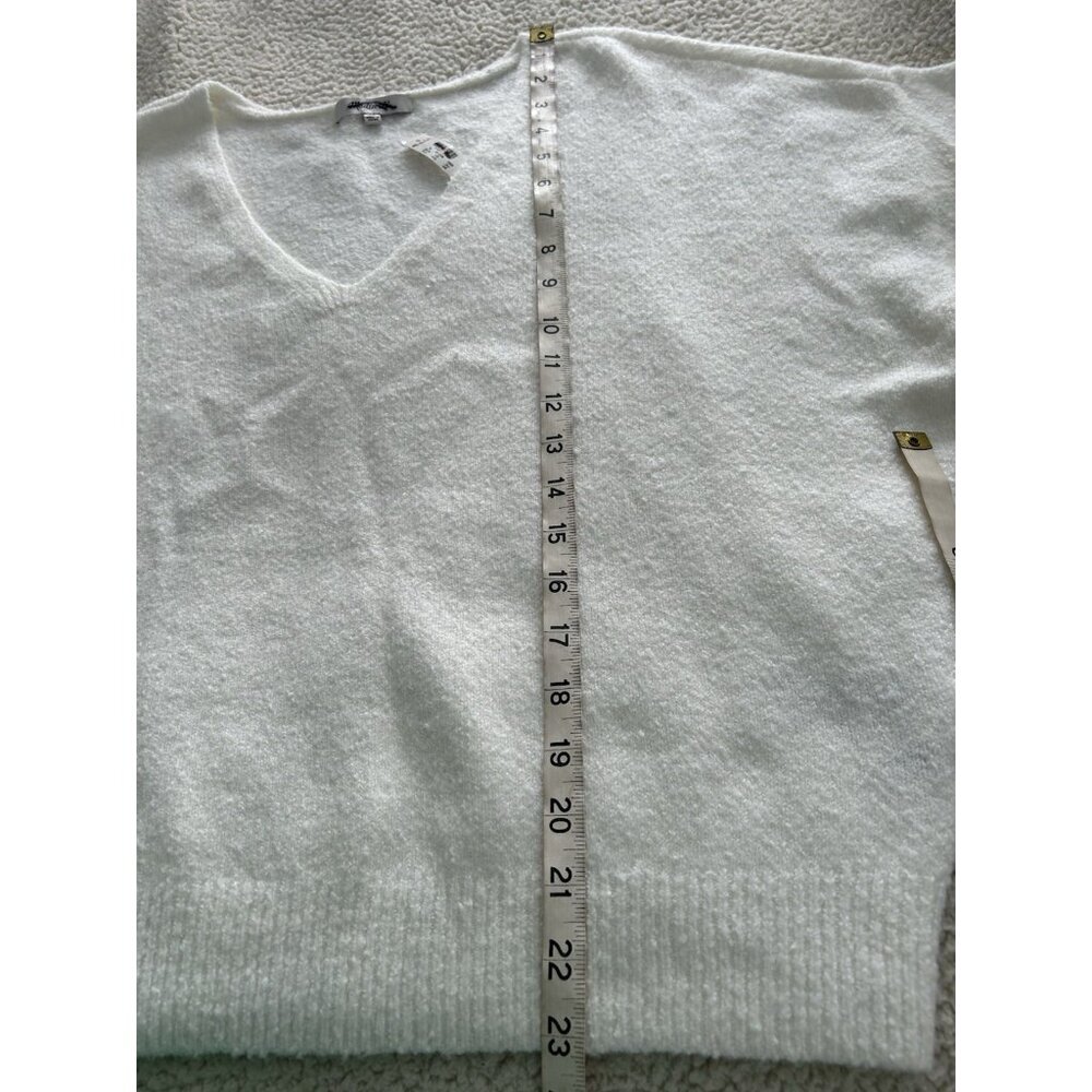 Madewell Wedged V-Neck Sweater Ivory Cotton Wool Blend Size XL NT587 - Picture 8 of 9
